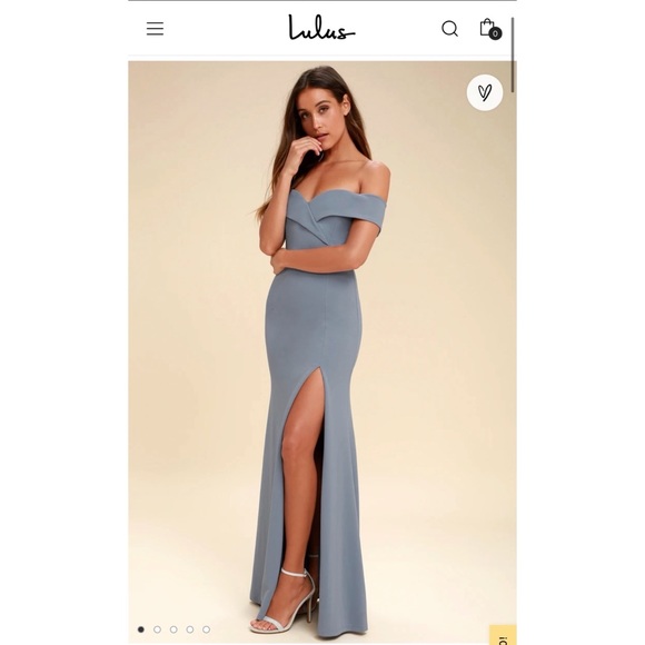 Lulus Dresses & Skirts - Song of love blue grey off the shoulder maxi dress